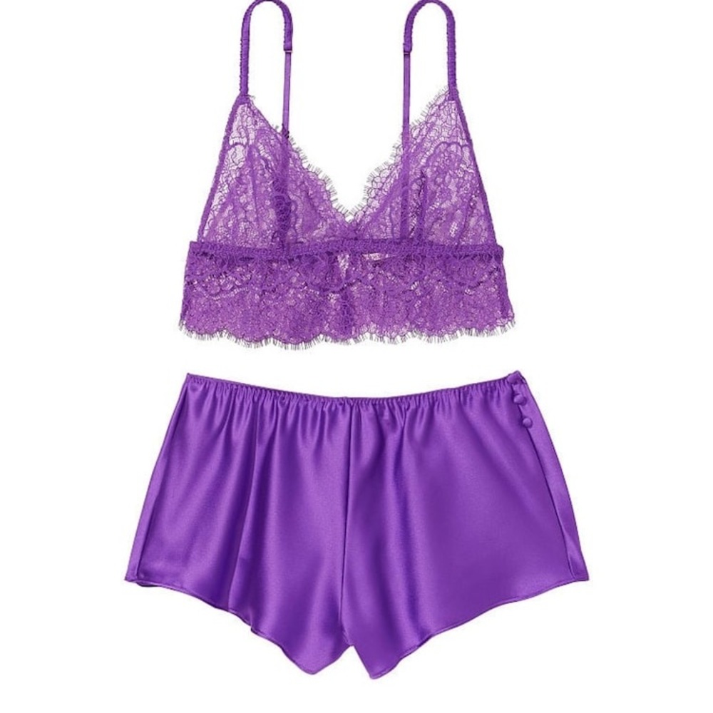 Victoria Secret Purple Lace Cami Set - Picture 1 of 5
